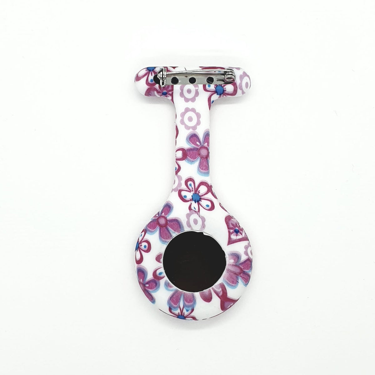 Purple Flowers Patterned Silicone Nurse Fob Watch Nursefobs