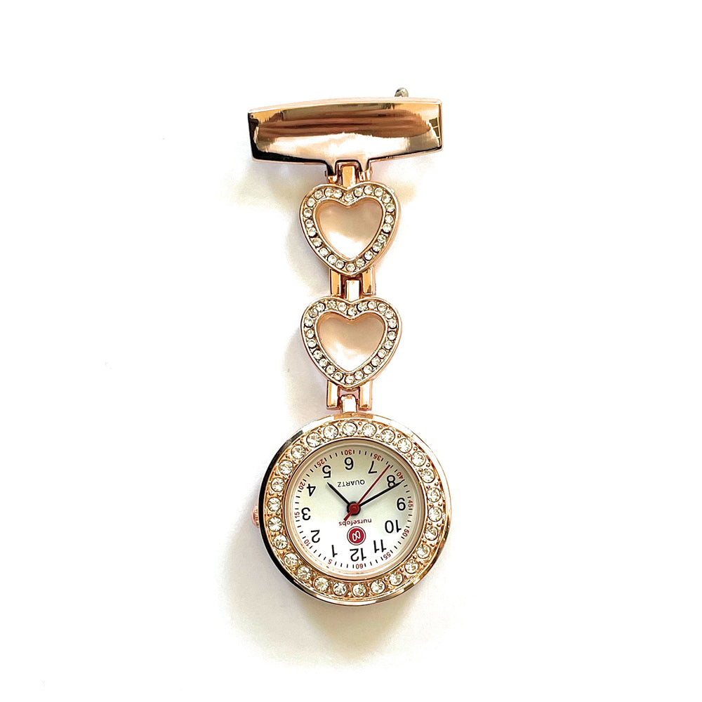 Mystic Heart Gold Metal Heart Shaped Fob Watch With Gems Nursefobs