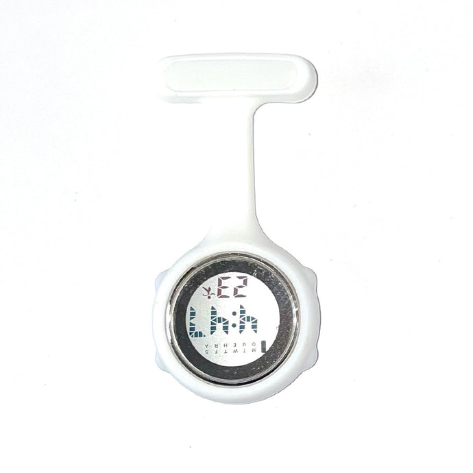 White Digital Nurses Fob Watch (Front)