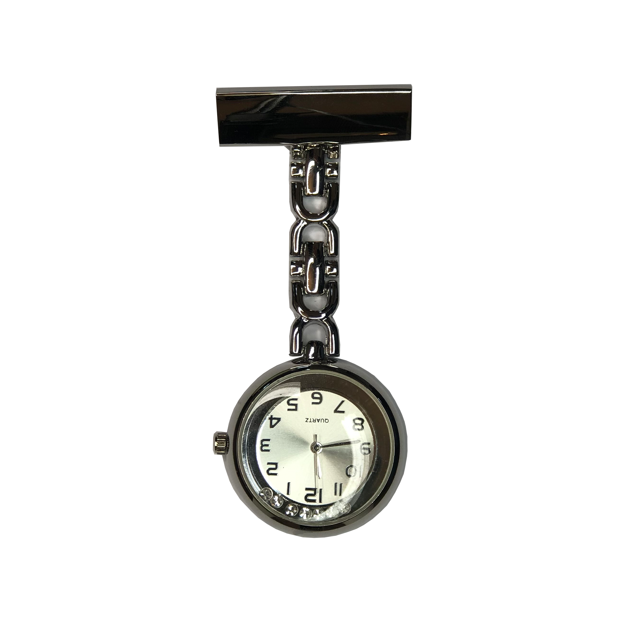 Bejewelled Metal Fob Watch Silver Nurses Watch Nursefobs